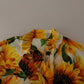 Dolce & Gabbana White Sunflower Silk Ascot Collar Blouse Top