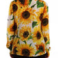 Dolce & Gabbana White Sunflower Silk Ascot Collar Blouse Top