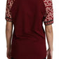 Dolce & Gabbana Maroon DG Mania Print Crew Neck T-shirt Top