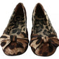 Dolce & Gabbana Brown Leopard Silk Ballerina Flats Shoes