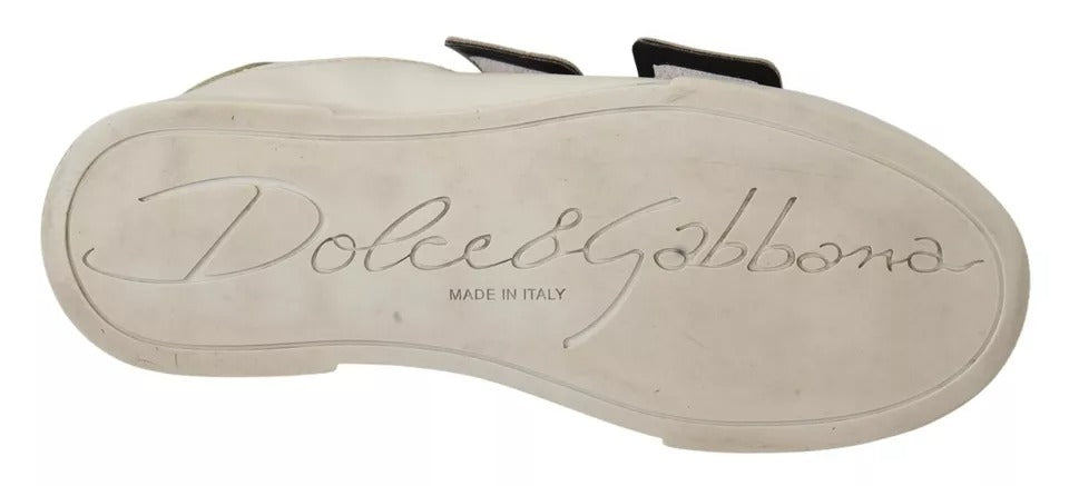 Dolce & Gabbana White Gold Leather Trainers Sneakers Shoes