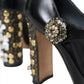 Dolce & Gabbana Black Leather Crystal Mary Janes Pumps Shoes