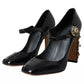 Dolce & Gabbana Black Leather Crystal Mary Janes Pumps Shoes