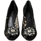 Dolce & Gabbana Black Taormina Lace Crystal Heel Pumps Shoes