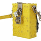 Dolce & Gabbana Yellow Plexiglass Crystals Box Padlock Women Clutch Bag