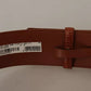 Dolce & Gabbana Brown Wide Waist Design Leather Gold Metal Buckle Belt