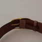 Dolce & Gabbana Brown Wide Waist Leather Gold Oval Metal Buckle Belt