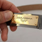 Dolce & Gabbana Brown Leather Gold Engraved Metal Buckle Belt