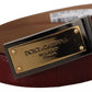 Dolce & Gabbana Brown Leather Gold Engraved Metal Buckle Belt