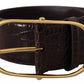 Dolce & Gabbana Brown Crocodile Pattern Leather Gold Oval Buckle Belt