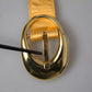 Dolce & Gabbana Gold Satin Leather Oval Metal Buckle Belt