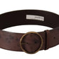 Dolce & Gabbana Dark Brown Wide Calf Leather Logo Round Buckle Belt