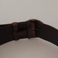 Dolce & Gabbana Dark Brown Wide Calf Leather Logo Round Buckle Belt