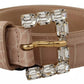 Dolce & Gabbana Beige Leather Crystal Buckle Women Belt