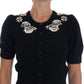 Dolce & Gabbana Black Cashmere Crystal Embellished Cardigan