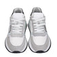 Philippe Model Chic White Fabric Sneakers with Leather Accents