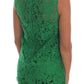 Dolce & Gabbana Elegant Green Floral Lace Sleeveless Blouse