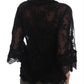 Dolce & Gabbana Elegant Black Floral Lace Torero Blouse