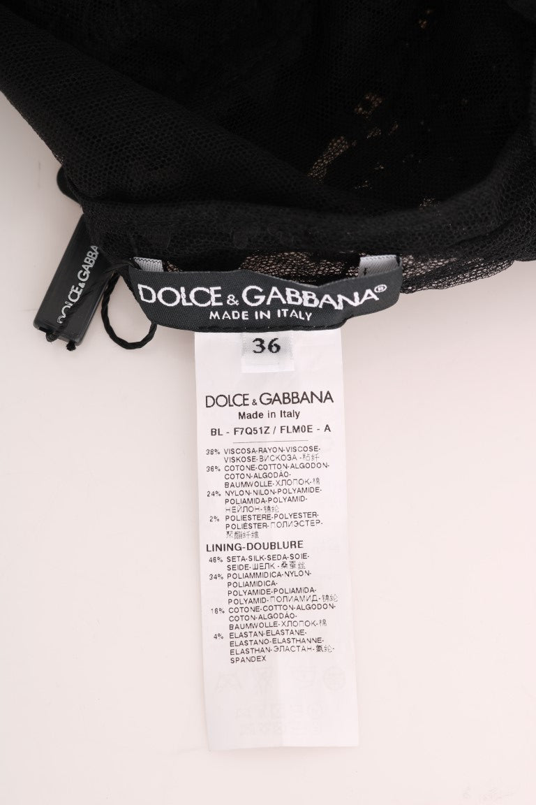 Dolce & Gabbana Elegant Black Floral Lace Torero Blouse