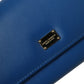 Dolce & Gabbana Blue Dauphine Leather Logo Plaque Continental Wallet