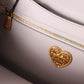 Dolce & Gabbana Light Gray Devotion Gold Heart Leather Shoulder Bag