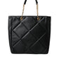 Dolce & Gabbana Black Leather JUNGLE Quilted Shopping Tote Bag