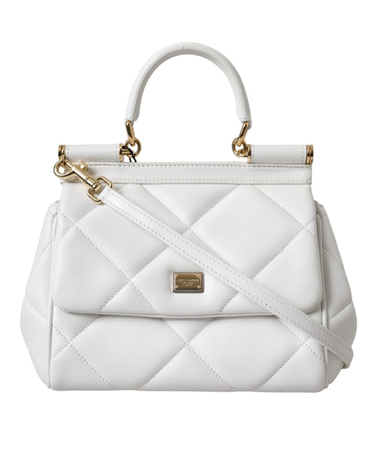 Dolce & Gabbana White Quilted Leather SICILY Shoulder Purse Satchel Bag