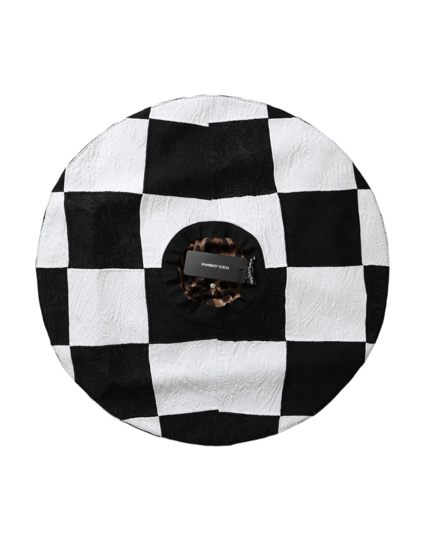 Dolce & Gabbana Black White Checkered Wide Brim Floppy Hat