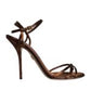 Dolce & Gabbana Bronze Ankle Strap Stiletto High Heels Sandals Shoes