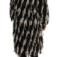 Dolce & Gabbana Black and White Fringed Wool Coat Jacket