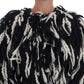 Dolce & Gabbana Black and White Fringed Wool Coat Jacket