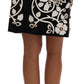 Dolce & Gabbana Black White Floral Baroque Crystal Pencil Skirt