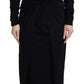 Dolce & Gabbana Black Sheath Midi Gown Wool Wrap Dress