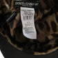 Dolce & Gabbana Black Leather Crystal Beads Gold Ribbon Fiddler Cap