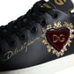 Dolce & Gabbana Black Portofino Sacred Heart Sneakers Shoes