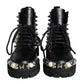 Dolce & Gabbana Black Leather Studs Embellished Combat Boots Shoes