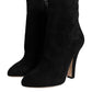 Dolce & Gabbana Black Suede Leather Mid Calf Boots Shoes