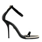 Dolce & Gabbana Black Keira Leather Faux Pearl Sandals Heels Shoes