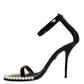 Dolce & Gabbana Black Keira Leather Faux Pearl Sandals Heels Shoes