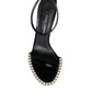 Dolce & Gabbana Black Keira Leather Faux Pearl Sandals Heels Shoes