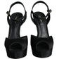 Dolce & Gabbana Black Leather Platform Heels Sandals Shoes