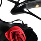 Dolce & Gabbana Black Leather Rose Ankle Strap Keira Sandals Shoes