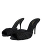 Dolce & Gabbana Black Keira Cordonetto Heels Slides Shoes