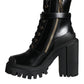 Dolce & Gabbana Black Calf Leather Logo Trekking Biker Boots Shoes