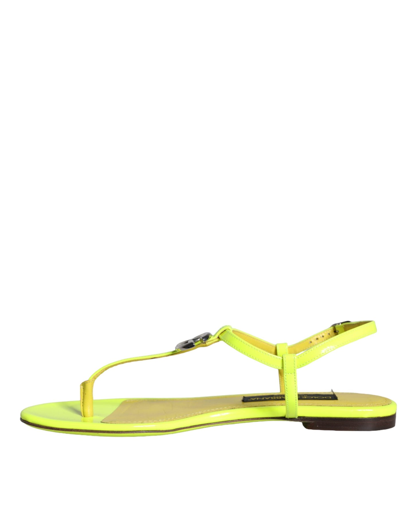 Dolce & Gabbana Yellow Leather DG Logo Flats Sandals Shoes