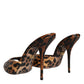 Dolce & Gabbana Brown Leopard Leather Slides Heels Sandals Shoes