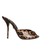 Dolce & Gabbana Brown Leopard Leather Slides Heels Sandals Shoes