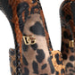 Dolce & Gabbana Brown Leopard Leather Slides Heels Sandals Shoes