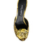 Dolce & Gabbana Yellow Leather Block Heels Slides Shoes