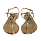 Dolce & Gabbana Gold Leather DG Logo Flats Sandals Shoes